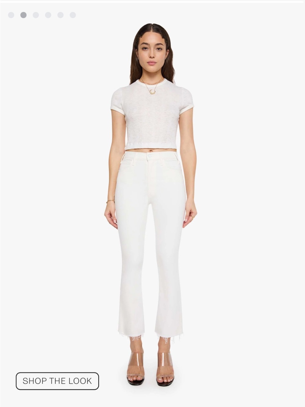 MOTHER White High-Rise The Hustler Ankle Fray